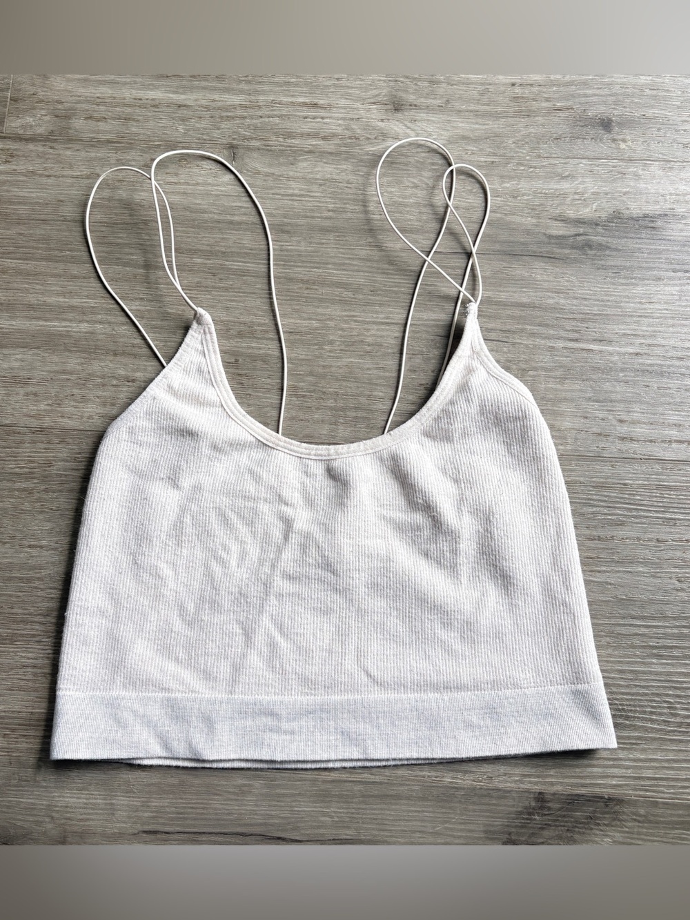 Urban Outfitters Out From Under Strappy Ribbed Cropped Tank Top Cream